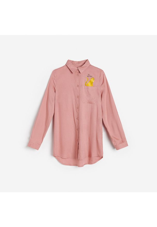 Reserved - Koszula z kieszonką - Różowy. Kolor: różowy