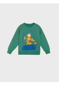 Sinsay - Bluza z nadrukiem Garfield - zielony. Kolor: zielony. Wzór: nadruk