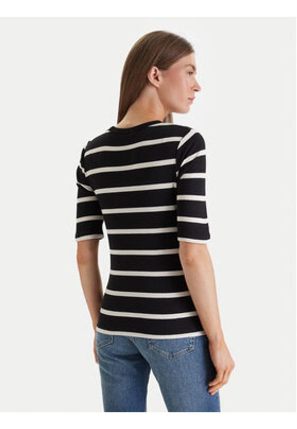 TOMMY HILFIGER - Tommy Hilfiger T-Shirt WW0WW47308 Czarny Slim Fit. Kolor: czarny. Materiał: wiskoza