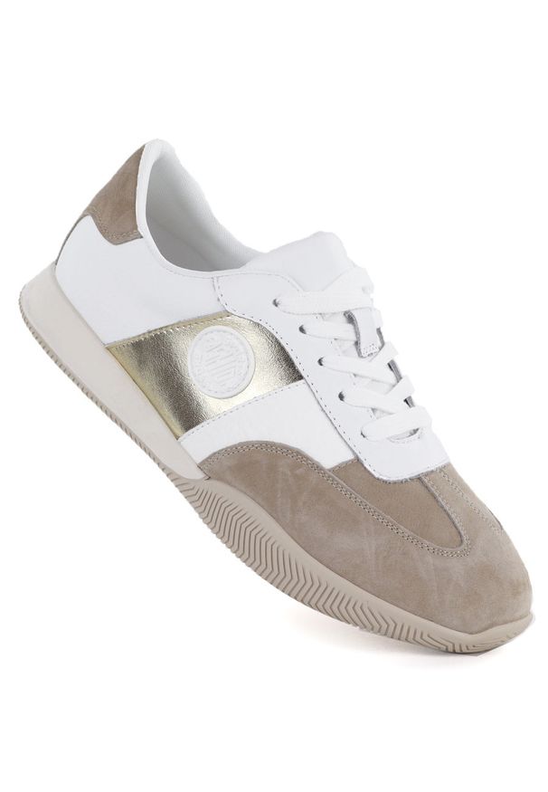 Skórzane półbuty damskie biało beżowe Artiker 58C1113. Kolor: beżowy, biały, wielokolorowy. Materiał: skóra