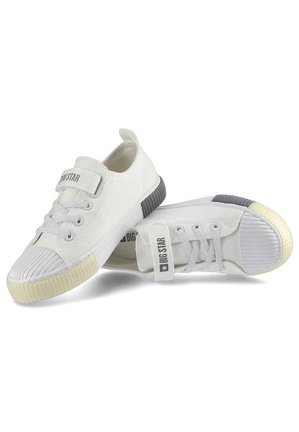 Big-Star - Białe Trampki Big Star Dziecięce Buty Na Rzep. Okazja: na uczelnię, na co dzień, na spacer. Zapięcie: rzepy. Kolor: biały. Materiał: materiał, guma. Styl: casual, klasyczny, młodzieżowy