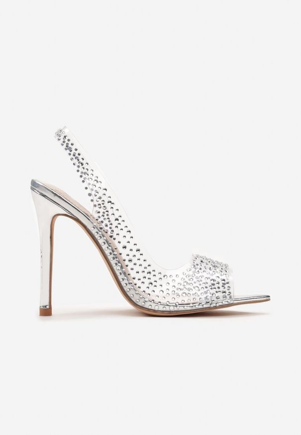 Renee - Srebrne Sandały Transparentne w Cyrkonie na Szpilce Oliena. Kolor: srebrny. Obcas: na szpilce