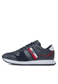 TOMMY HILFIGER - Tommy Hilfiger Sneakersy Runner Evo Leather FM0FM04714 Granatowy. Kolor: niebieski. Materiał: skóra