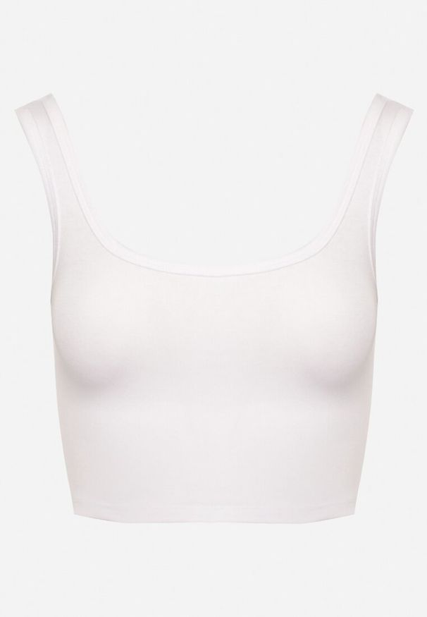 Born2be - Biały Bawełniany Tank Top Bez Rękawów Lomalia. Kolor: biały. Materiał: bawełna. Długość rękawa: bez rękawów