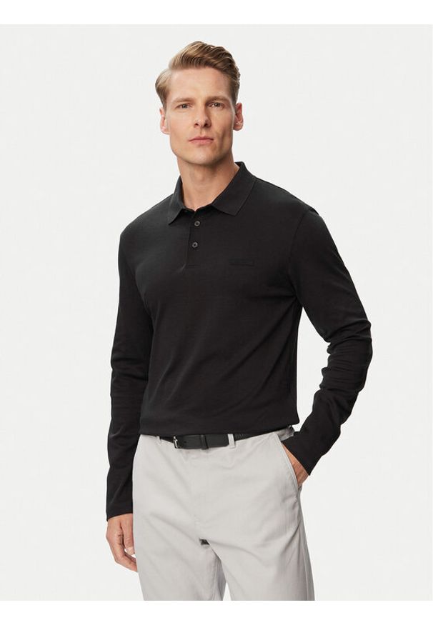 Calvin Klein Polo Supima LV04LH240G Czarny Slim Fit. Typ kołnierza: polo. Kolor: czarny. Materiał: bawełna