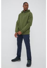 Jack Wolfskin bluza bawełniana męska kolor zielony z kapturem gładka. Typ kołnierza: kaptur. Kolor: zielony. Materiał: bawełna. Wzór: gładki #3