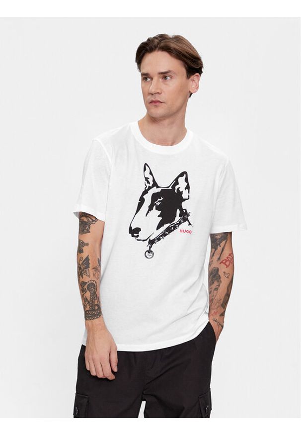 Hugo T-Shirt Dammock 50504916 Biały Regular Fit. Kolor: biały. Materiał: bawełna