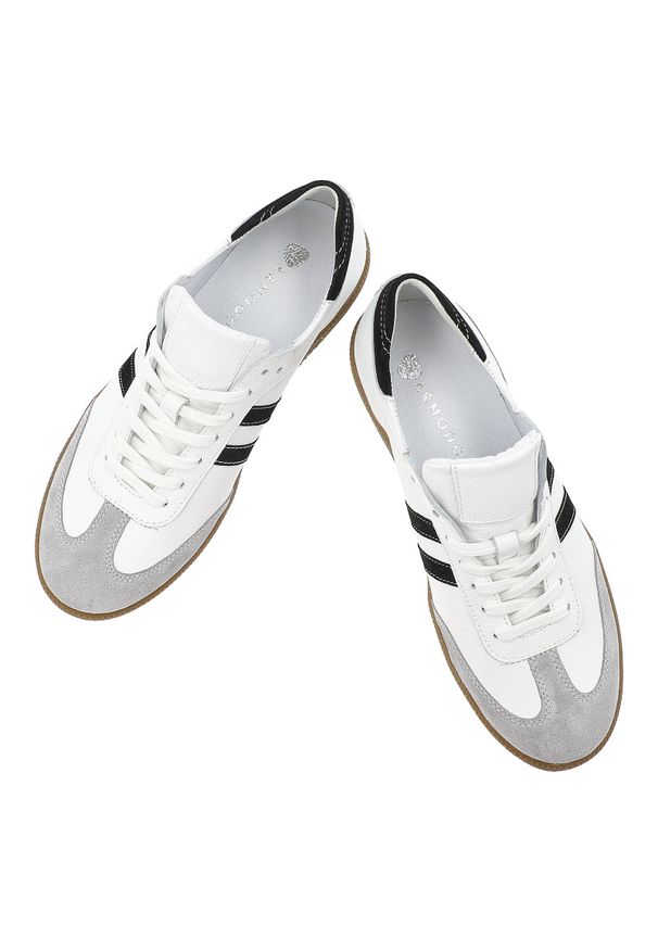 Białe Sneakersy Armodo Stylowe Sportowe Obuwie Damskie. Okazja: na spacer. Zapięcie: pasek. Kolor: biały. Materiał: skóra, guma. Styl: sportowy, elegancki