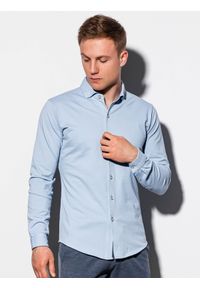 Ombre Clothing - Koszula męska z długim rękawem K540 - niebieska - XXL. Kolor: niebieski. Materiał: materiał, bawełna, tkanina. Długość rękawa: długi rękaw. Długość: długie #1