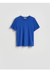 Reserved - T-shirt regular z merceryzowanej bawełny - niebieski. Kolor: niebieski. Materiał: bawełna