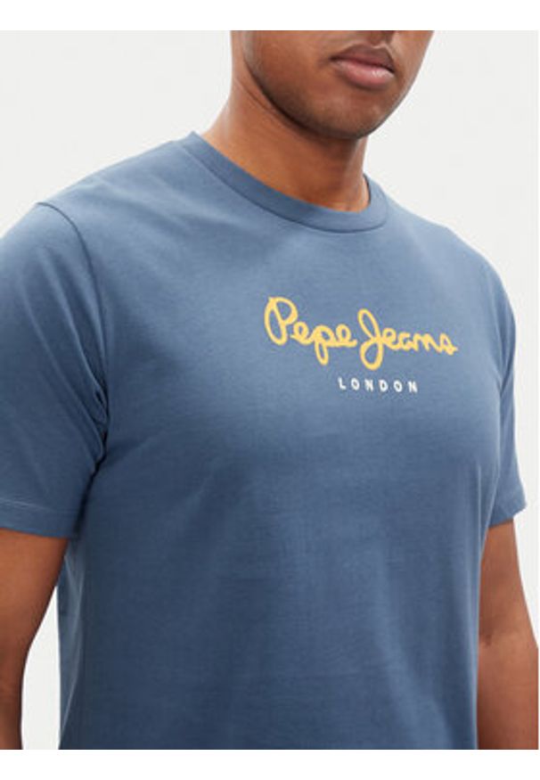 Pepe Jeans T-Shirt Eggo N PM508208 Niebieski Regular Fit. Kolor: niebieski. Materiał: bawełna