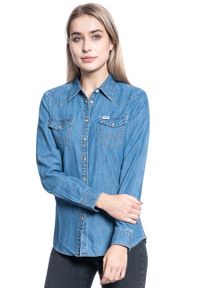 Wrangler - KOSZULA DAMSKA WRANGLER LS DENIM SHIRT MID INDIGO W5Z12AX8E. Materiał: denim #3