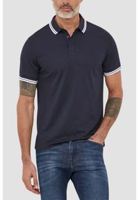 Guess - GUESS Granatowe męskie polo Pique. Typ kołnierza: polo. Kolor: niebieski