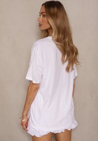 Renee - Biała Bawełniana Koszulka z Nadrukiem Savileine. Okazja: na co dzień. Kolor: biały. Materiał: bawełna. Wzór: nadruk. Styl: klasyczny, casual, elegancki #3