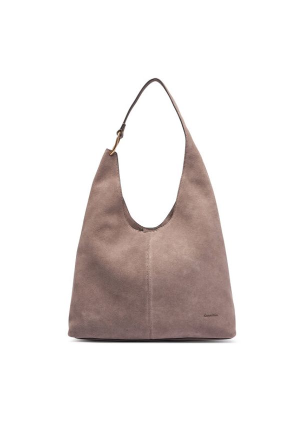 Calvin Klein Torebka Slouchy Suedelarge Shoulder Bag LV04F3690G Brązowy. Kolor: brązowy. Materiał: skórzane, zamszowe
