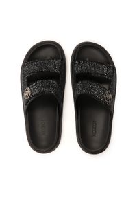 Kazar - Czarne klapki z błyszczącymi kryształkami. Kolor: czarny. Materiał: syntetyk, skóra. Wzór: aplikacja. Sezon: lato. Styl: elegancki, glamour, wizytowy #3