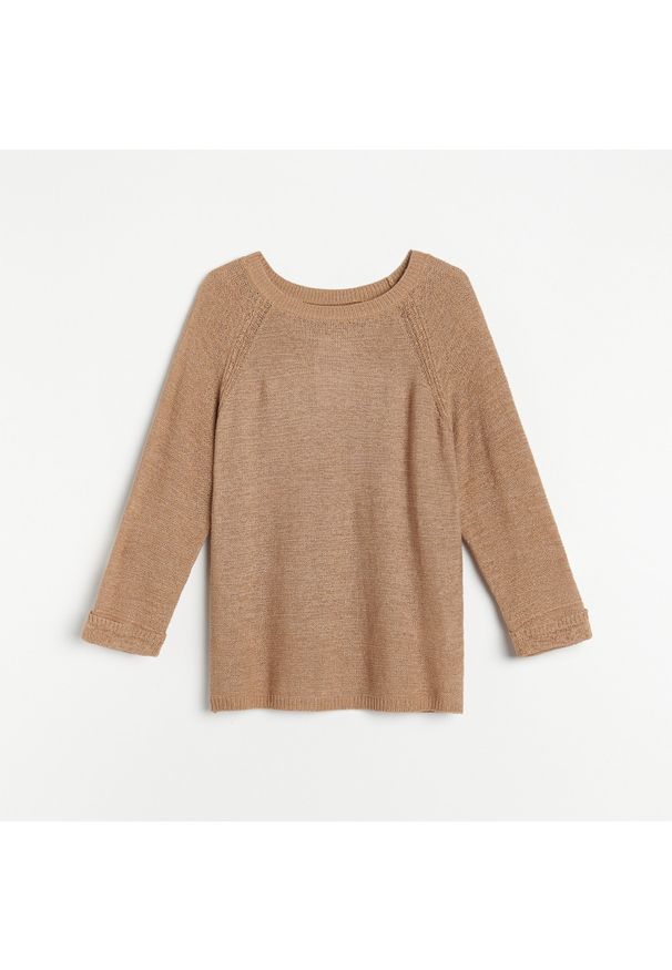 Reserved - Sweter z raglanowymi rękawami - Beżowy. Kolor: beżowy. Długość rękawa: raglanowy rękaw