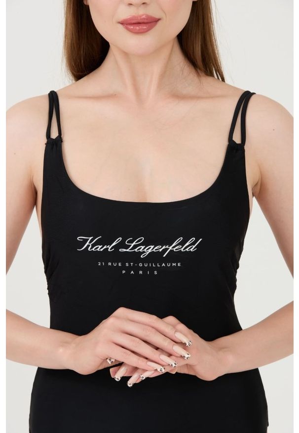 Karl Lagerfeld - KARL LAGERFELD Czarny strój kąpielowy Hotel Karl Swimsuit, Rozmiar XS. Kolor: czarny