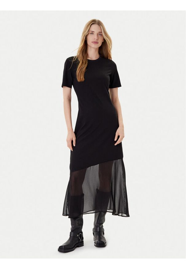 DKNY Sukienka codzienna P5GDFCNA Czarny Regular Fit. Okazja: na co dzień. Kolor: czarny. Materiał: syntetyk. Typ sukienki: proste. Styl: casual