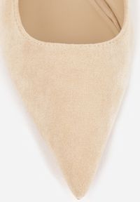 Renee - Beżowe Sandały Slingback na Szpilce Kaczuszce Vetilia. Okazja: na co dzień. Zapięcie: sprzączka. Kolor: beżowy. Materiał: jeans. Sezon: wiosna. Obcas: na szpilce. Styl: casual, klasyczny, elegancki #8