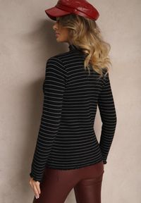 Renee - Czarny Golf z Wełną Ozdobiony Paskami Vortirida. Typ kołnierza: golf. Kolor: czarny. Materiał: wełna. Wzór: aplikacja. Styl: elegancki #3