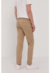 Selected Spodnie męskie kolor beżowy proste. Okazja: na co dzień. Kolor: beżowy. Materiał: tkanina. Wzór: gładki. Styl: casual
