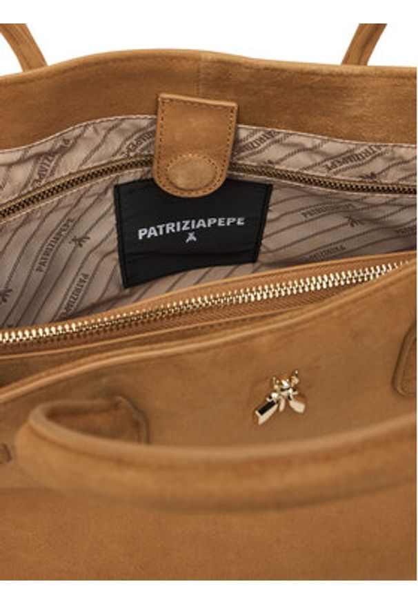 Patrizia Pepe Torebka 8B0270/L152-B768 Beżowy. Kolor: beżowy. Materiał: skórzane, zamszowe