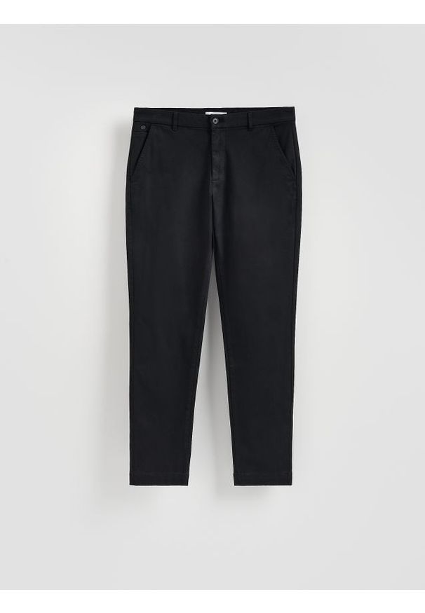 Reserved - Spodnie chino slim fit - czarny. Kolor: czarny. Materiał: tkanina