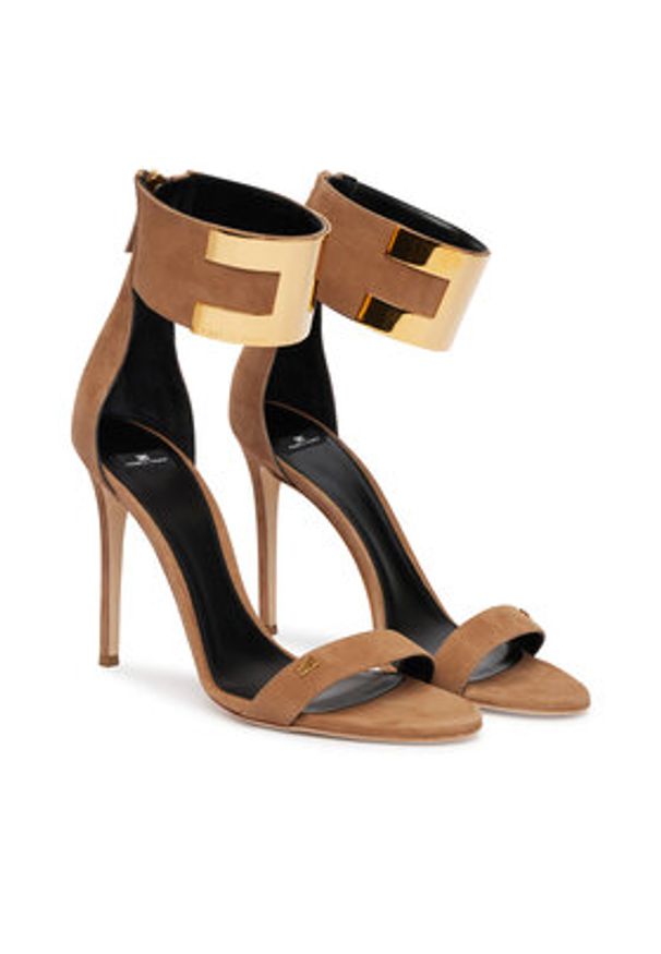 Elisabetta Franchi Sandały SA-91L-62E2-V600 Brązowy jasny. Kolor: brązowy. Materiał: skóra, zamsz