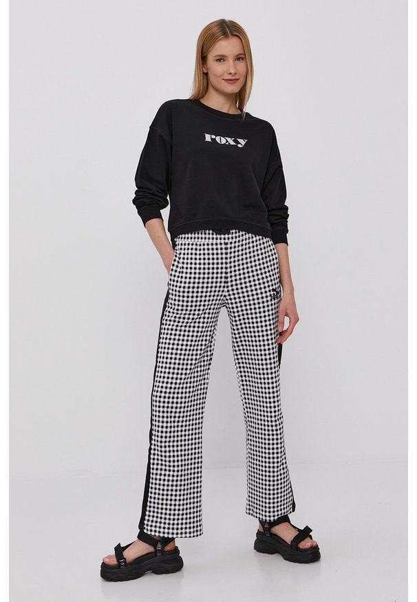 Roxy Bluza damski kolor czarny. Kolor: czarny. Wzór: aplikacja
