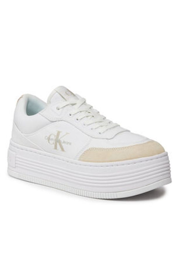 Calvin Klein Jeans Sneakersy YW0YW01433 Biały. Kolor: biały. Materiał: skóra