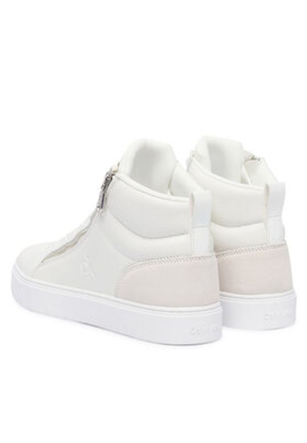 Calvin Klein Sneakersy Classic Cup Mid Laceup Zip Lth YM0YM01428 Biały. Kolor: biały. Materiał: skóra