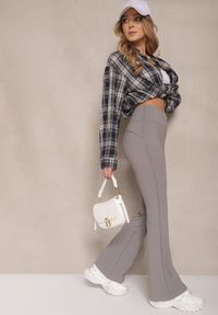 Renee - Ciemnoszare Legginsy Dzwony High Waist Korivienne. Okazja: na co dzień. Stan: podwyższony. Kolor: szary. Styl: elegancki, casual