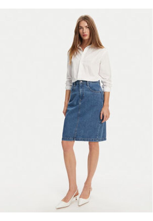 BOSS Spódnica jeansowa Cobaltide 50538596 Niebieski Regular Fit. Kolor: niebieski. Materiał: bawełna