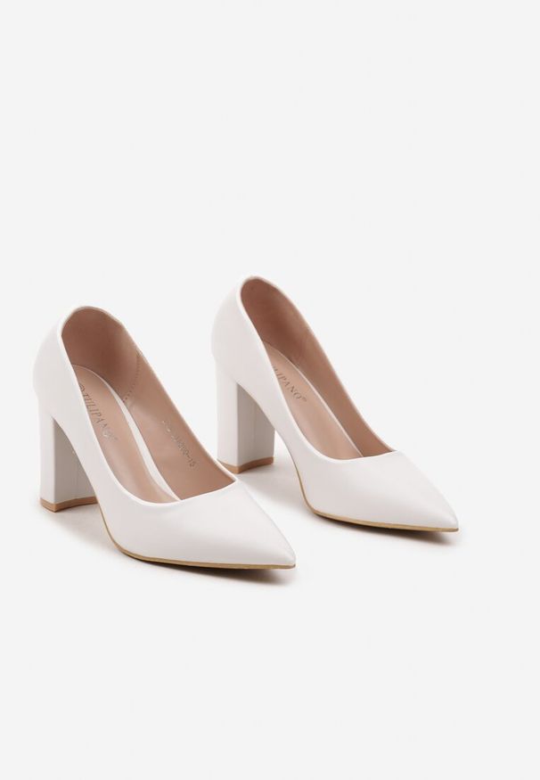 Born2be - Białe Klasyczne Czółenka na Obcasie Prinevia. Nosek buta: szpiczasty. Kolor: biały. Obcas: na obcasie. Styl: klasyczny. Wysokość obcasa: średni