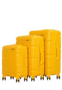 Ochnik - Komplet walizek na kółkach 19'/24'/28'. Kolor: żółty. Materiał: materiał, poliester, guma