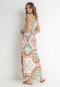 Born2be - Zielona Wiskozowa Sukienka Tie Dye Maxi z Marszczoną Gumką w Pasie Lucira. Typ kołnierza: dekolt kopertowy. Kolor: zielony. Materiał: wiskoza. Długość rękawa: bez rękawów. Typ sukienki: kopertowe. Długość: maxi #7
