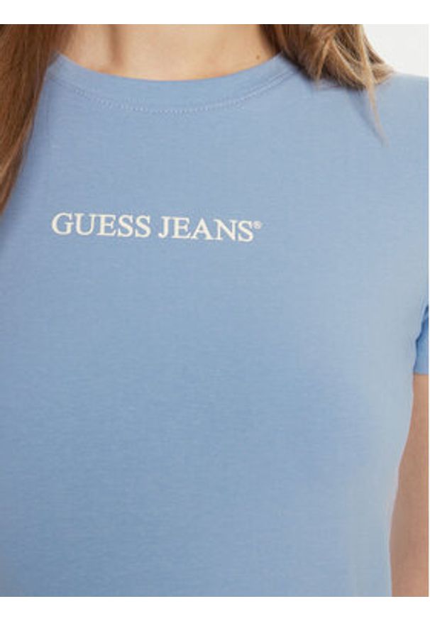 Guess Jeans T-Shirt W4YI01 J1314 Błękitny Regular Fit. Kolor: niebieski. Materiał: bawełna