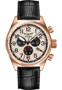 AVIATOR - Zegarek Aviator Zegarek męski Aviator V.2.25.2.173.4 czarny. Kolor: czarny #1