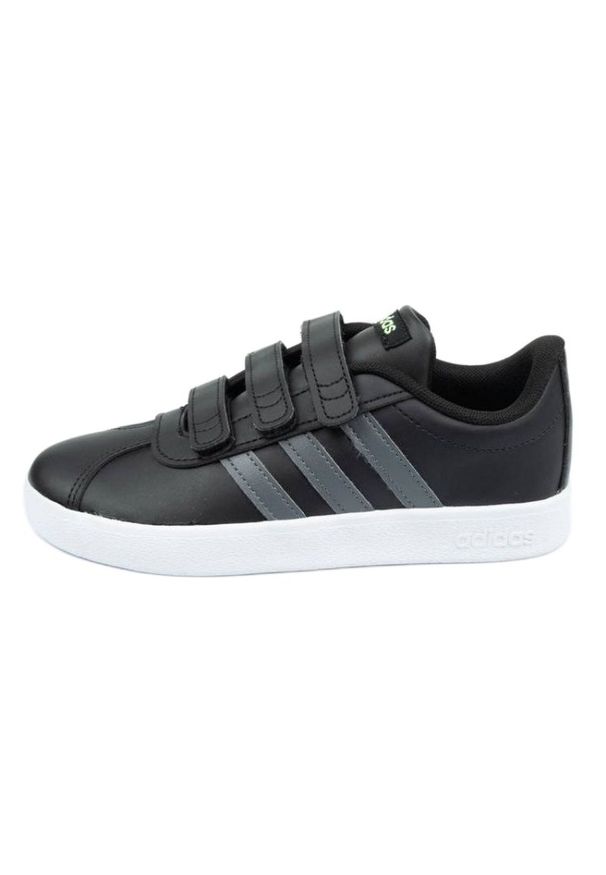 Adidas - Buty adidas Vl Court Jr F36387 czarne niebieskie. Zapięcie: rzepy. Kolor: niebieski, wielokolorowy, czarny. Materiał: materiał, syntetyk, guma. Szerokość cholewki: normalna. Wzór: paski