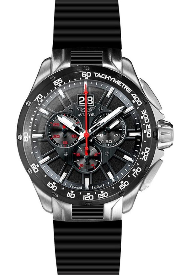 AVIATOR - Zegarek Aviator Zegarek męski Aviator M.2.19.5.134.6 czarny. Kolor: czarny
