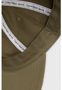 Calvin Klein Jeans czapka bawełniana kolor zielony z aplikacją K50K505618.PPYY. Kolor: zielony. Materiał: bawełna. Wzór: aplikacja #2