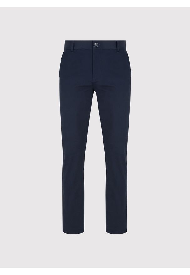 Pako Lorente - PAKO LORENTE – Granatowe gładkie spodnie męskie. Kolor: niebieski. Materiał: bawełna, elastan. Wzór: gładki. Styl: klasyczny