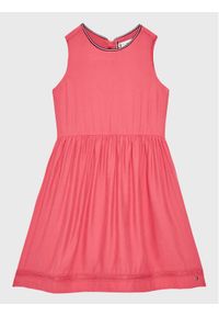 TOMMY HILFIGER - Tommy Hilfiger Sukienka codzienna Ceremonial KG0KG07020 M Różowy Regular Fit. Okazja: na co dzień. Kolor: różowy. Materiał: wiskoza. Typ sukienki: proste. Styl: casual #1