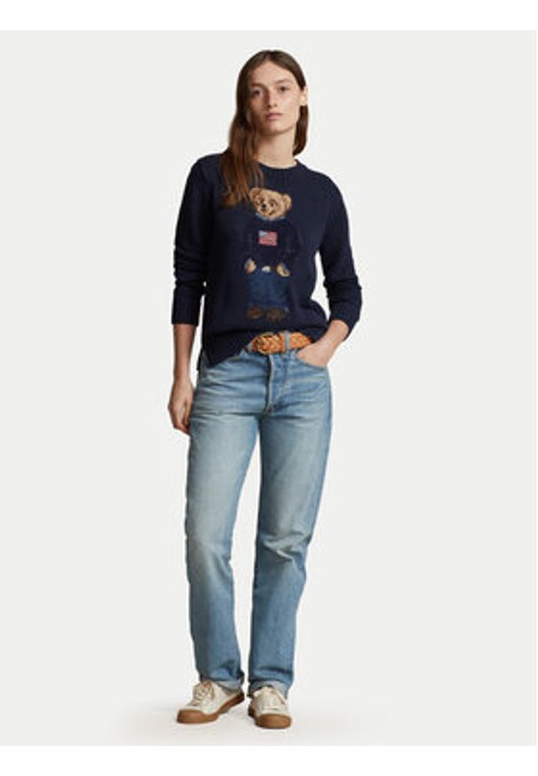 Polo Ralph Lauren Sweter 211927070001 Granatowy Relaxed Fit. Typ kołnierza: polo. Kolor: niebieski. Materiał: bawełna