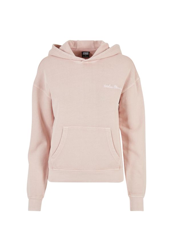 Sweat bluza frotte z kapturem z małym haftem kobieta Urban Classics. Typ kołnierza: kaptur. Kolor: różowy. Wzór: haft
