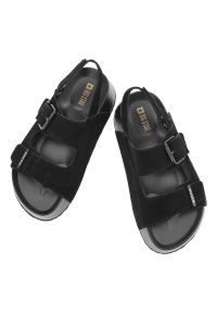 Big-Star - Sandały damskie Big Star, cholewka ze skóry naturalnej zamszowej z regulowanymi paskami i sprzączkami na grubej podeszwie, czarne, TT274237. Zapięcie: pasek. Kolor: czarny. Materiał: skóra, zamsz #5