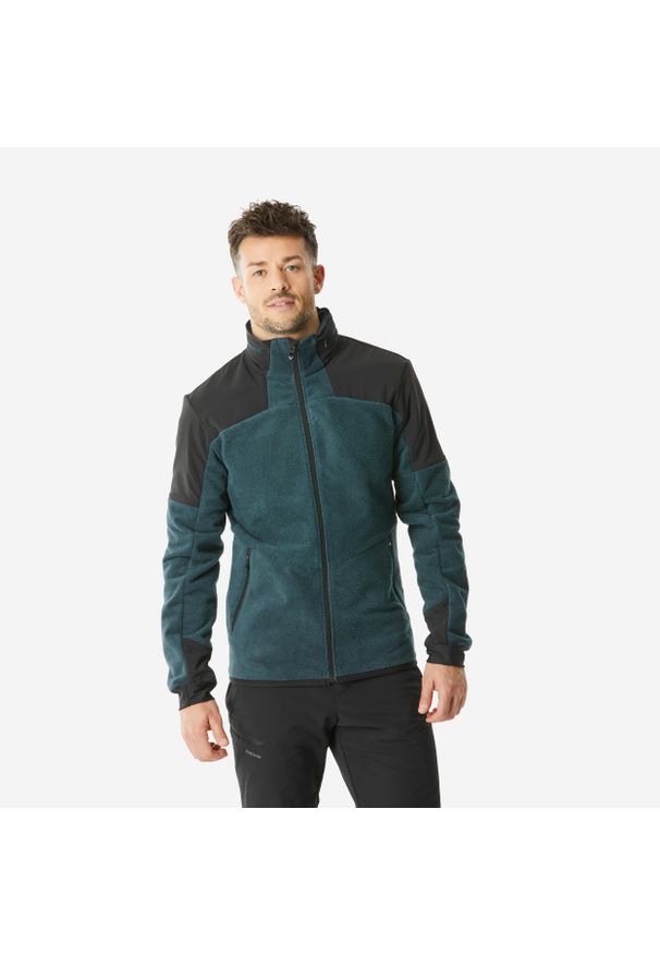quechua - Polar turystyczny męski Quechua MH500 mountain. Kolor: czarny, niebieski, zielony, wielokolorowy. Materiał: polar. Sport: turystyka piesza