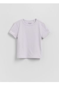Reserved - Bawełniany t-shirt - lawendowy. Kolor: fioletowy. Materiał: bawełna