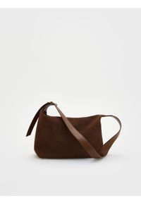 Reserved - Zamszowa torebka na ramię - brązowy. Kolor: brązowy. Materiał: zamszowe. Rodzaj torebki: na ramię #1